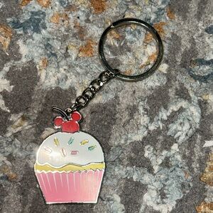 Pink Cupcake Keychain with Mickey Ears